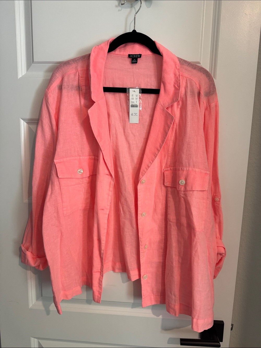 J. Crew Coral Pink Button-down Featherweight Beach Shirt